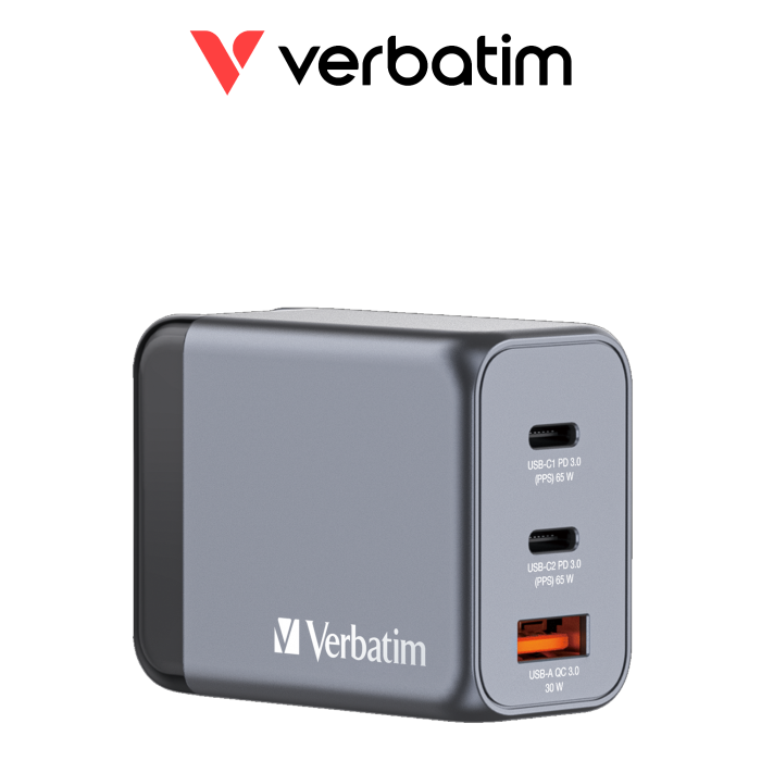 Verbatim GNC 65 GAN Charger 3 Port 65W USB A